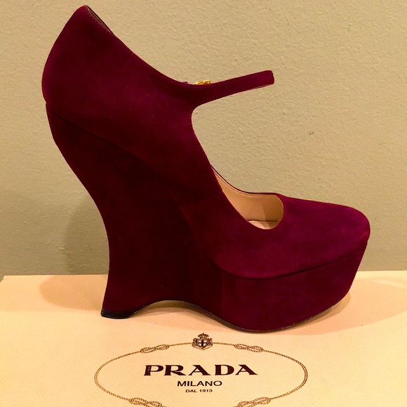 Prada suede Mary Jane platform wedges 36.5 - Picture 6 of 11